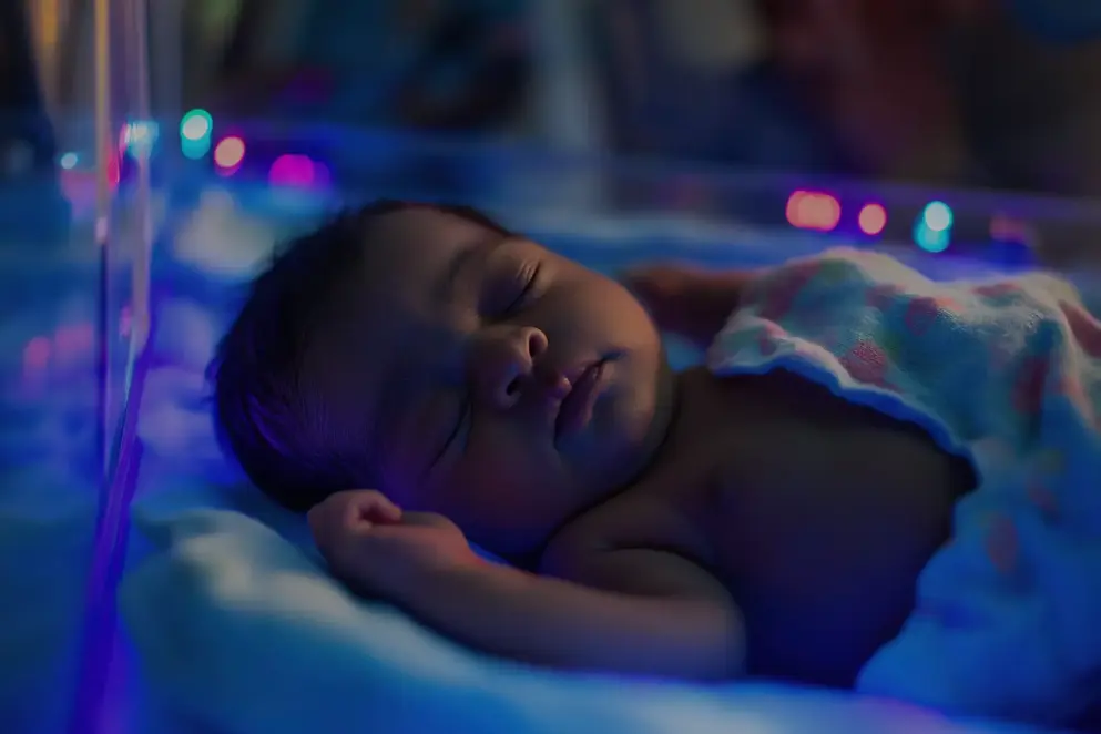 Premature new born baby in the hospital incubator